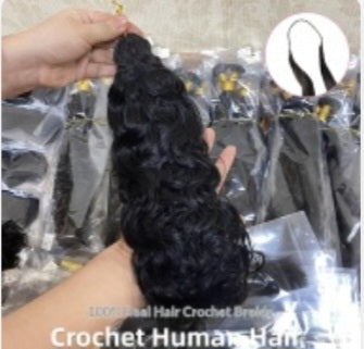 Tresses crochet cheveux humains naturels wavy noirs
