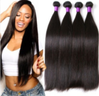 Extensions cheveux lisses naturels noirs lot de 4 bandes