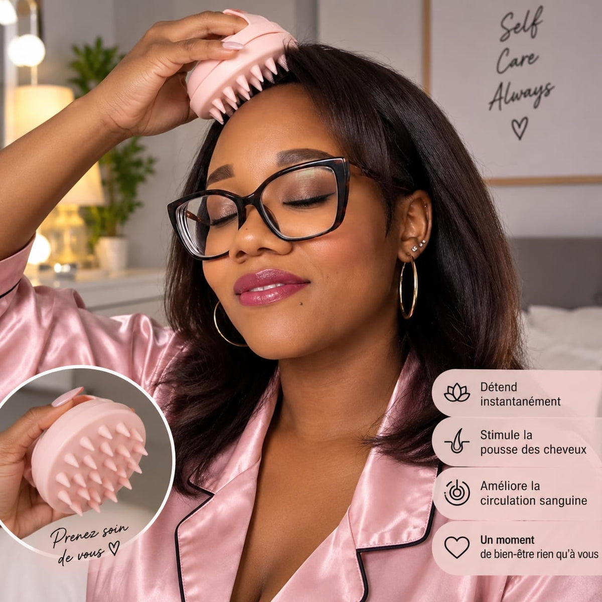 Brosse Massante Cuir Chevelu – Détente & Pousse des Cheveux