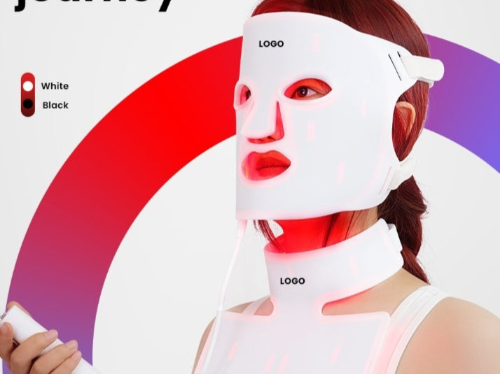 Masque LED Visage & Cou Photothérapie - Blanc et Noir