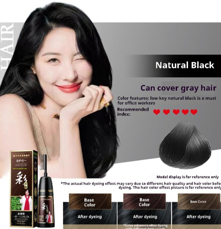 Coloration Cheveux Noir Naturel avec Peigne Applicateur – Couvre Cheveux Blancs | Formule Aux Herbes