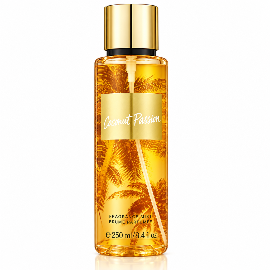 Brume parfumee corps Coconut Passion 250ml flacon dore tropical