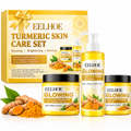 Kit soin visage curcuma 3 en 1 anti-taches gommage gel nettoyant creme hydratante