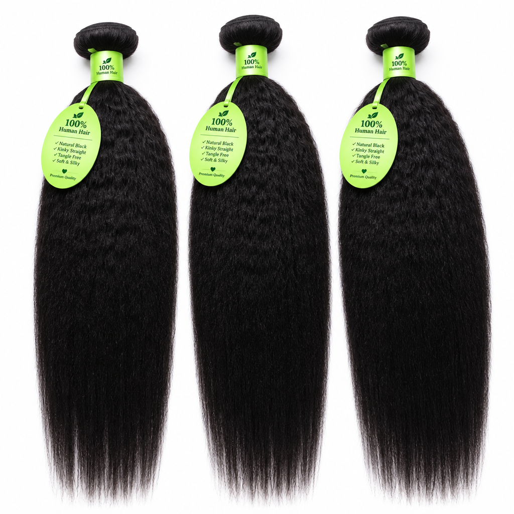 Extensions Cheveux Kinky Straight 100% Naturels Pack 3 Bandes