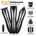 Kit Grooming 3-en-1 Homme Taille-Barbe Tondeuse Coupe-Nez Rechargeable